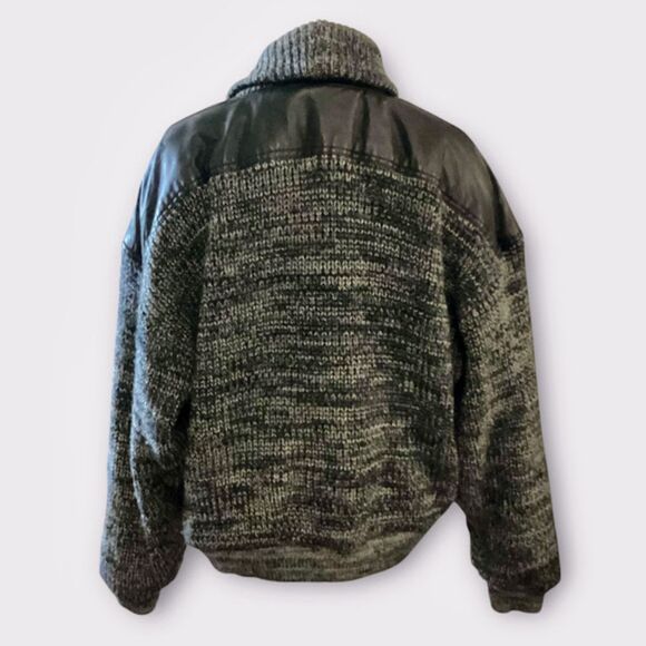 American Male Vintage Bomber Mixed Media Leather Jacket Men's in Black Large - Picture 2 of 10